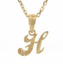ハワイアンジュエリー/K10YG/ダイヤモンド イニシャル ペンダント「H」(Small)