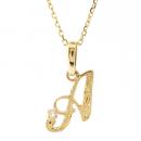 ハワイアンジュエリー/K14YG/ダイヤモンド イニシャル ペンダント「A」