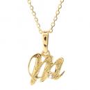 ハワイアンジュエリー/K14YG/ダイヤモンド イニシャル ペンダント「M」