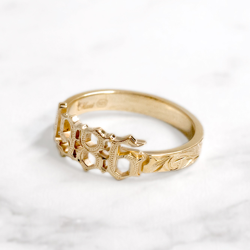 ハワイアンジュエリーNumber ring「Maxi×SMOKY BLUE」Gold coating|ハワイアンジュエリーブランドMaxi(マキシ)公式通販オンラインショップ