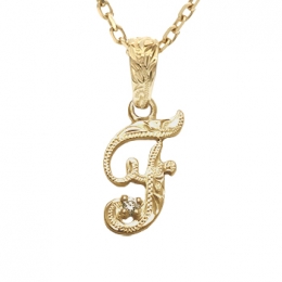 ハワイアンジュエリー/K10YG/ダイヤモンド イニシャル ペンダント「F」(Small)|ハワイアンジュエリーブランドMaxi(マキシ)公式通販オンラインショップ