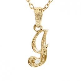 ハワイアンジュエリー/K10YG/ダイヤモンド イニシャル ペンダント「J」(Small)