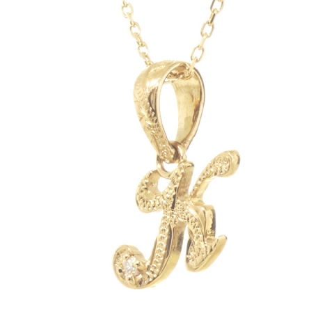 ハワイアンジュエリー/K10YG/ダイヤモンド イニシャル ペンダント「K」(Small)|ハワイアンジュエリーブランドMaxi(マキシ)公式通販オンラインショップ
