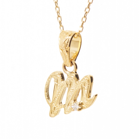 ハワイアンジュエリー/K10YG/ダイヤモンド イニシャル ペンダント「M」(Small)|ハワイアンジュエリーブランドMaxi(マキシ)公式通販オンラインショップ