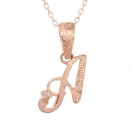 ハワイアンジュエリー/K10PG/ダイヤモンド イニシャル ペンダント「A」(Small)