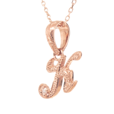 ハワイアンジュエリー/K10PG/ダイヤモンド イニシャル ペンダント「K」(Small)|ハワイアンジュエリーブランドMaxi(マキシ)公式通販オンラインショップ