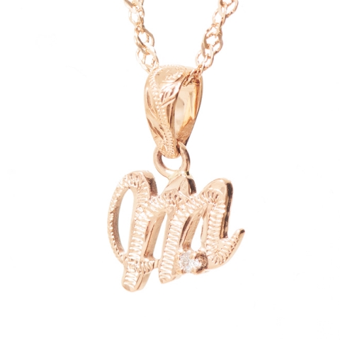 ハワイアンジュエリー/K10PG/ダイヤモンド イニシャル ペンダント「M」(Small)|ハワイアンジュエリーブランドMaxi(マキシ)公式通販オンラインショップ