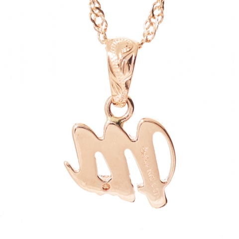 ハワイアンジュエリー/K10PG/ダイヤモンド イニシャル ペンダント「M」(Small)|ハワイアンジュエリーブランドMaxi(マキシ)公式通販オンラインショップ