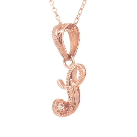 ハワイアンジュエリー/K10PG/ダイヤモンド イニシャル ペンダント「S」(Small)|ハワイアンジュエリーブランドMaxi(マキシ)公式通販オンラインショップ