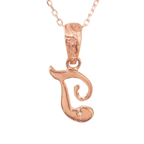 ハワイアンジュエリー/K10PG/ダイヤモンド イニシャル ペンダント「T」(Small)|ハワイアンジュエリーブランドMaxi(マキシ)公式通販オンラインショップ