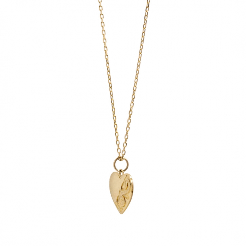 ハワイアンジュエリー/K10YG/Half engrave heart Necklace|ハワイアンジュエリーブランドMaxi(マキシ)公式通販オンラインショップ