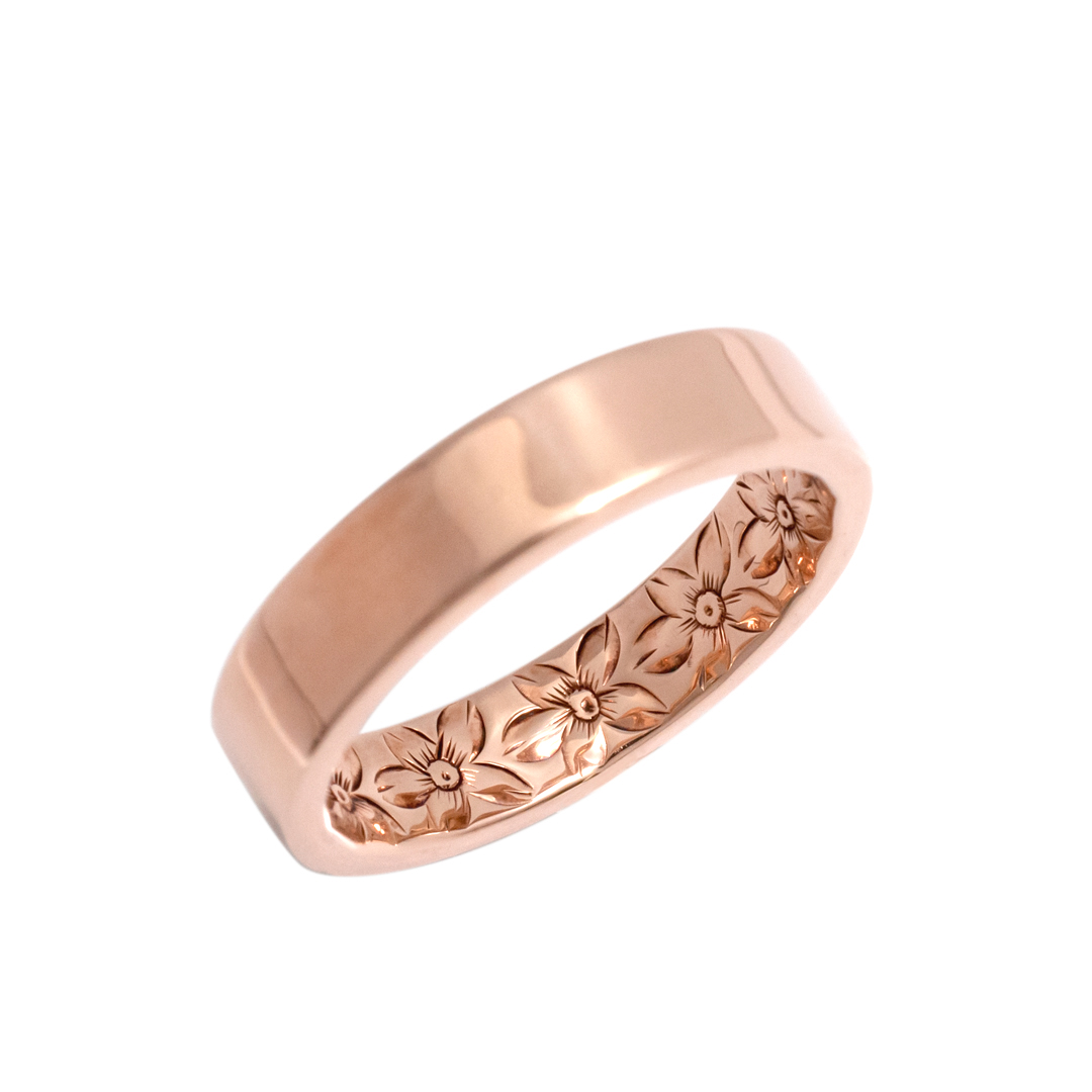 ハワイアンジュエリー/K14PG/インサイドエングレイヴ/4mm/Flower/Flat(リング)|ハワイアンジュエリーブランドMaxi(マキシ)公式通販オンラインショップ