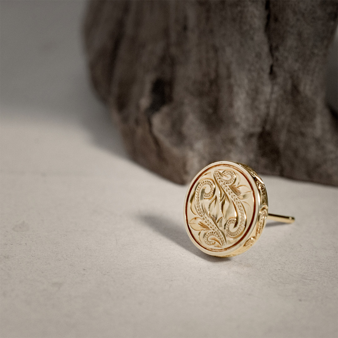 Maxi ラウンド・デザインピアス(14KYG)